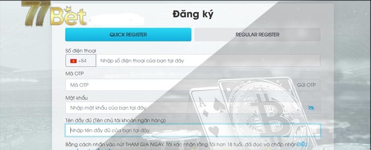 Đăng ký đăng nhập tài khoản 77bet